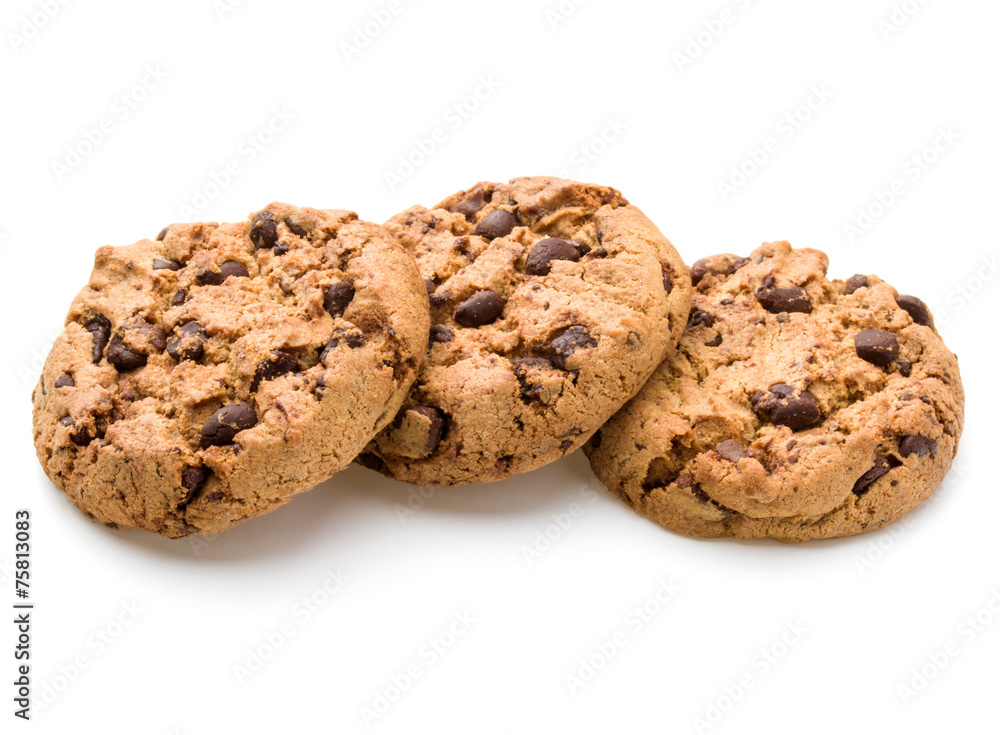 Chocolate cookies isolated on white background cutout Chocolate cookies isolated on white background cutout