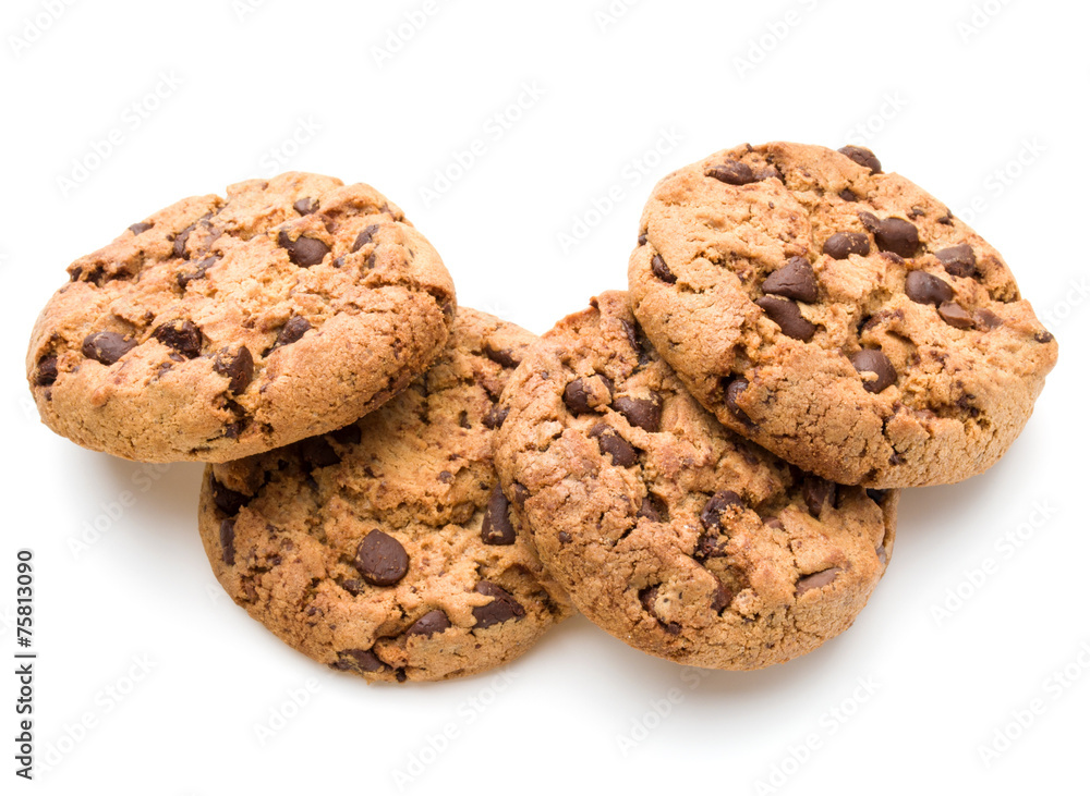 Chocolate cookies isolated on white background cutout Chocolate cookies isolated on white background cutout
