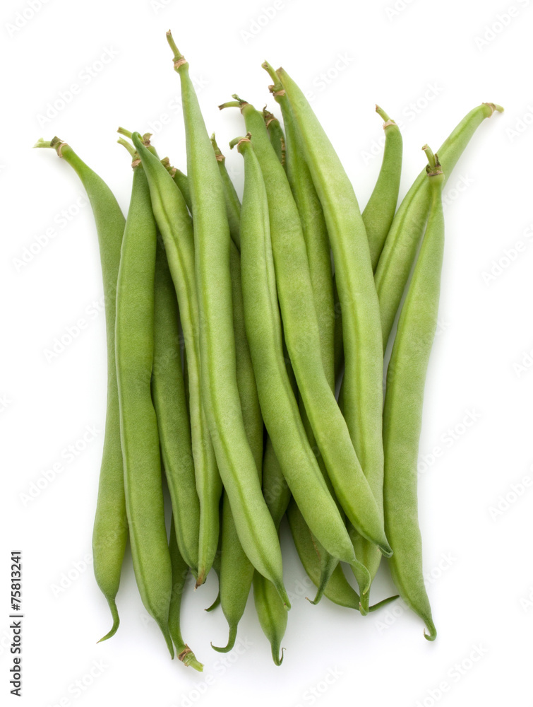 Green beans handful isolated on white background cutout Green beans handful isolated on white background cutout