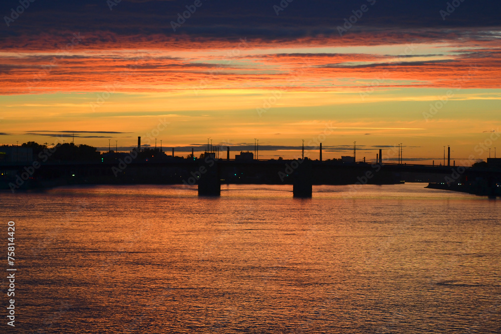 Neva river at sunset