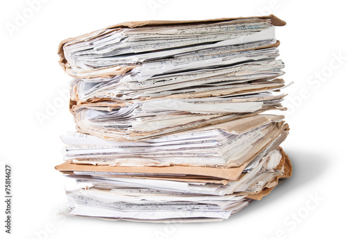 Old Files Stacking Up In A Messy Order Rotated