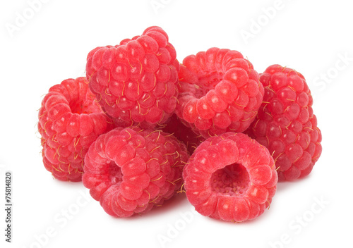 juicy raspberries isolated on the white background