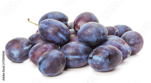 purple plums isolated on the white background