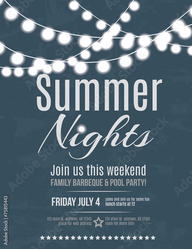 Elegant summer night party invitation flyer template