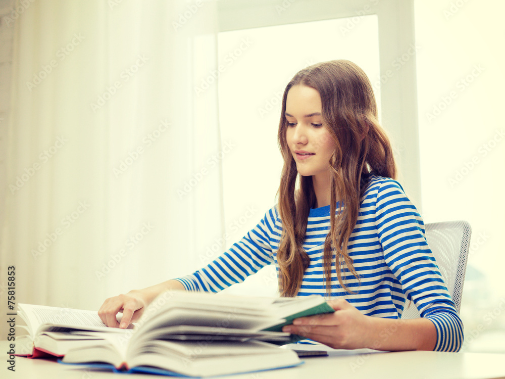 happy smiling student girl with books happy smiling student girl with books