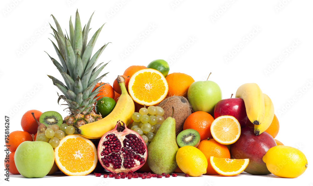Assortment of fruits isolated on white Assortment of fruits isolated on white