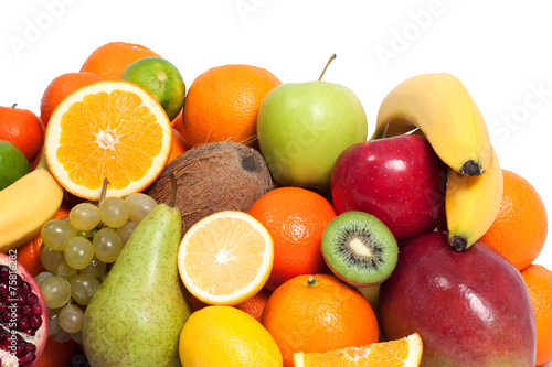 Fresh fruit in a white background