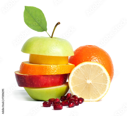 Fresh mixed fruit diet isolated