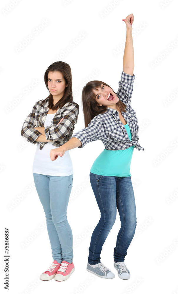 Beautiful girls twins isolated on white Beautiful girls twins isolated on white