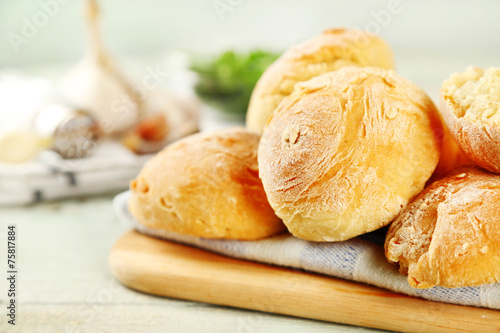 Fresh homemade bread buns from yeast dough