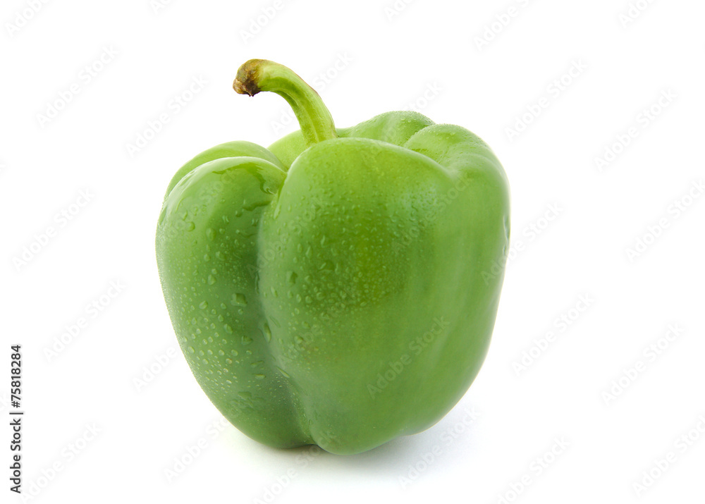 Close up of green pepper on white background. Close up of green pepper on white background.