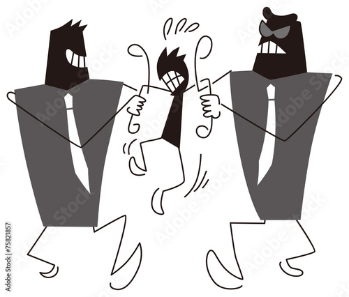 強引に連れて行かれる男性