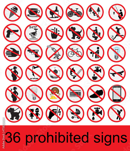 Set of prohibited signs