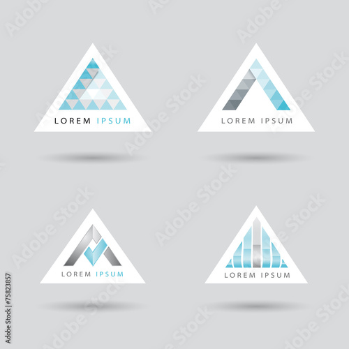 Set of logos with an arrow or triangle shaped logo