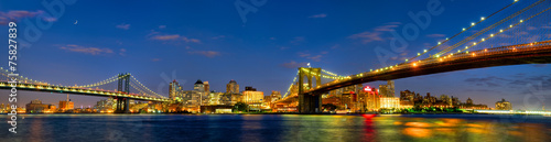 Manhattan and Brooklyn Bridges panorama, New York