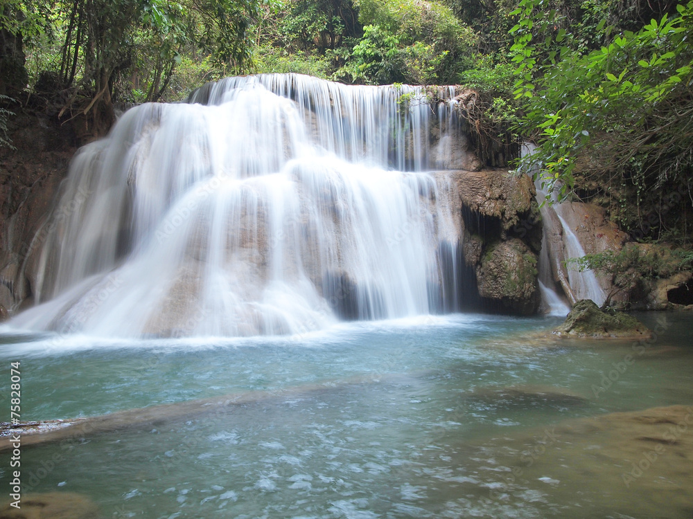 Beautiful Waterfall in Kanchanaburi Province , Thailand