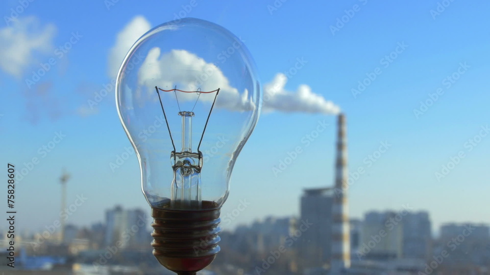 The bulb by the industrial pipe industrial background The bulb by the industrial pipe industrial background