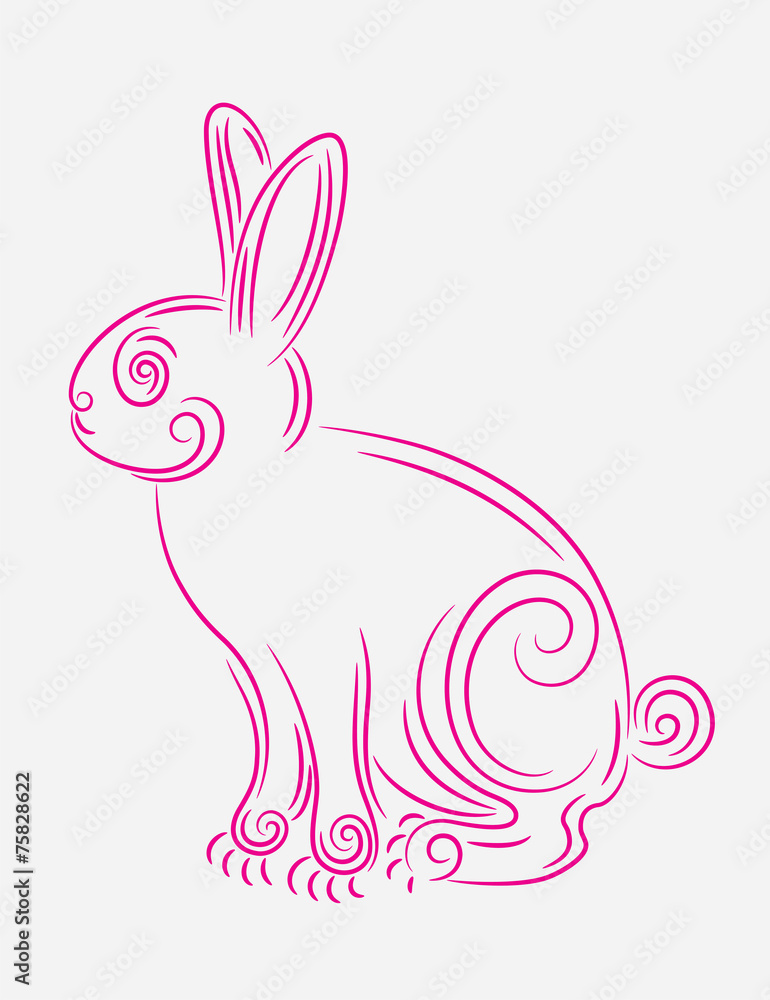 Obraz premium Rabbit ornament, art vector decoration