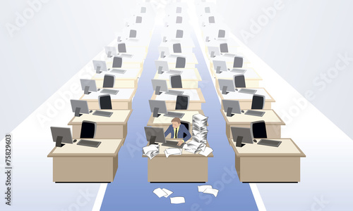 Clerk at empty office