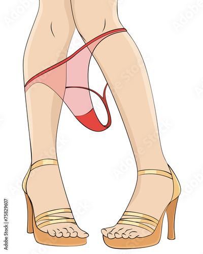 Girl with dropped down panties