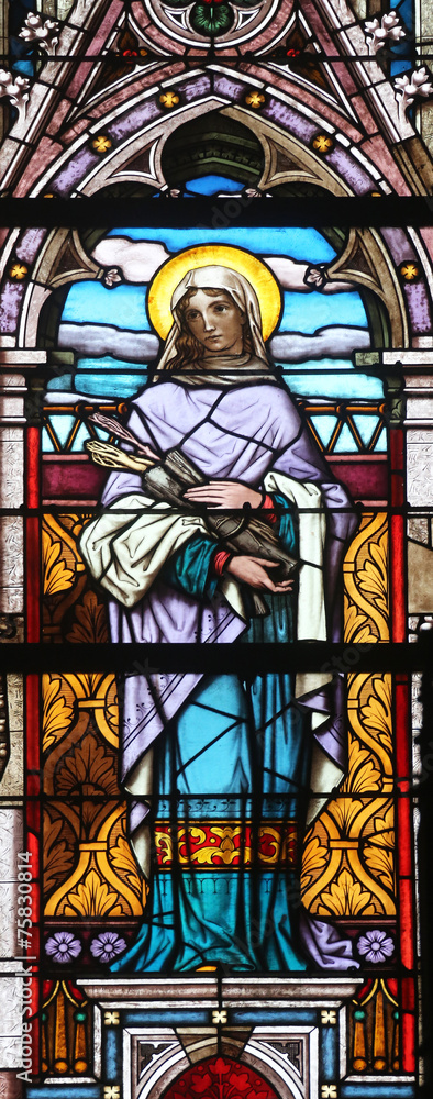 Saint Catherina, stained glass in Minoriten kirche in Vienna