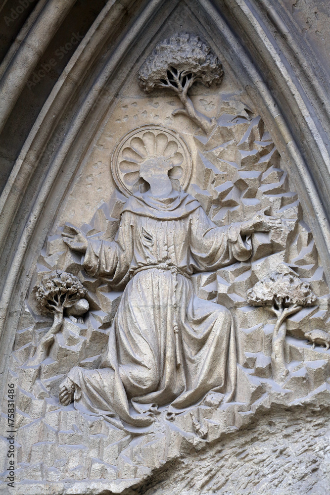 Saint Francis, portal of Minoriten kirche in Vienna, Austria