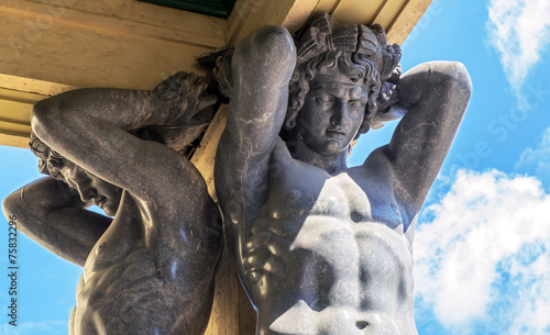 Atlantes statues in New Hermitage, Saint Petersburg, Russia