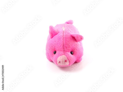 cute pink pig doll isolated on white background