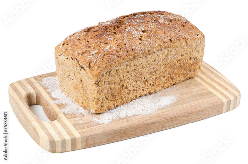 Wholemeal bread on a chopping board