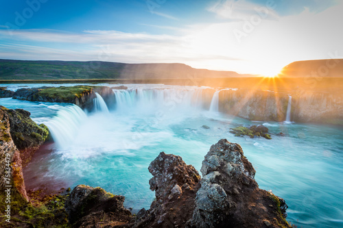 Fototapeta Naklejka Na Ścianę i Meble -  Godafoss at sunset, Iceland, amazing waterfall