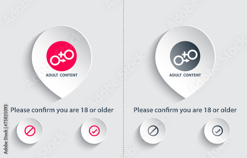 Adult content confirmation window vector illustration, eps10