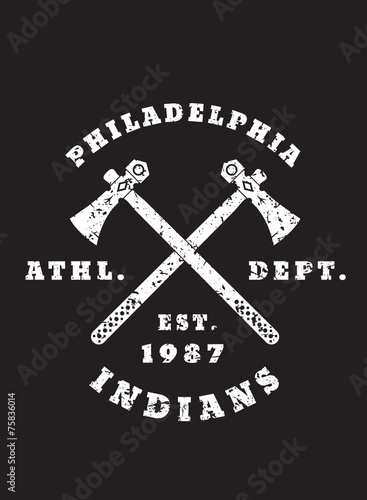 Philadelphia Indians grunge emblem on black vector illustration