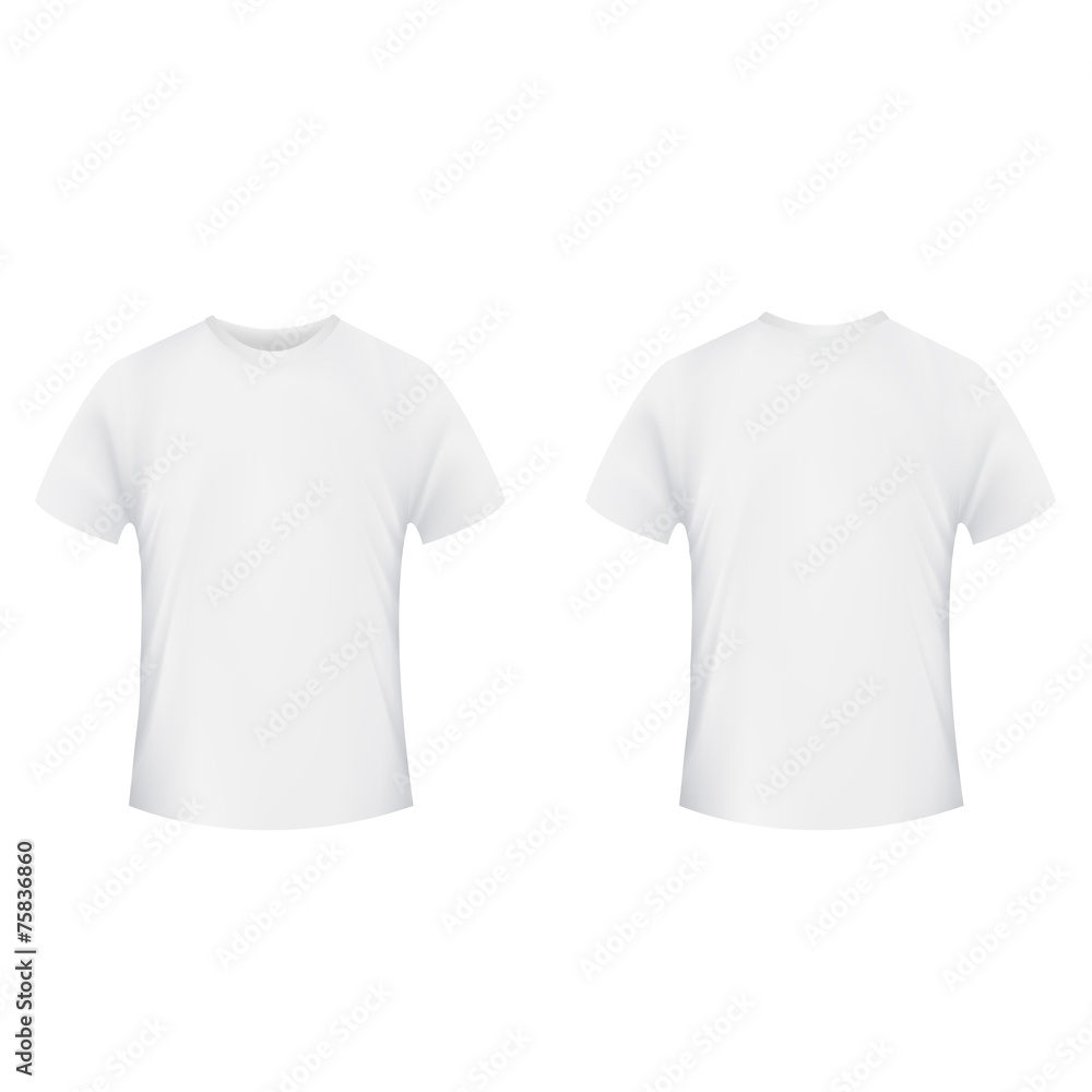 Blank t-shirt template. Front and back side on a white backgroun Stock ...