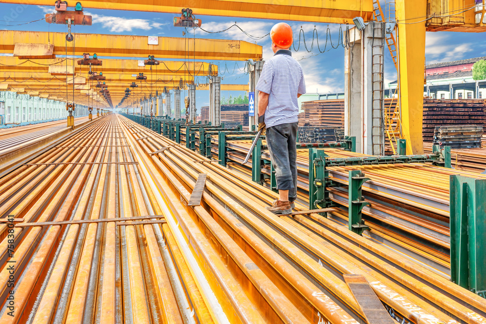 worker working in Steel pipes on the rack worker working in Steel pipes on the rack