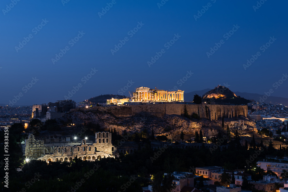 The Acropolis of Athens illuminated