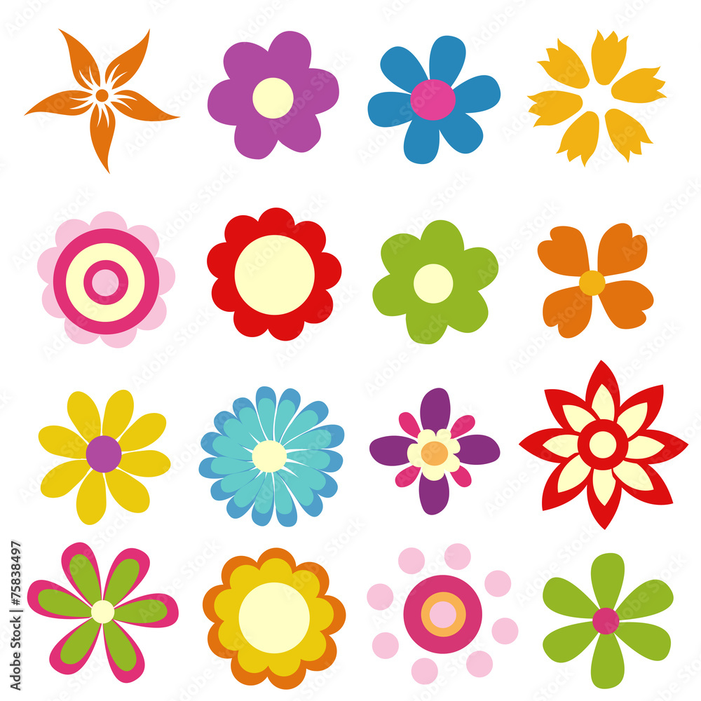 colorful spring flowers vector illustration Stock Illustration | Adobe ...
