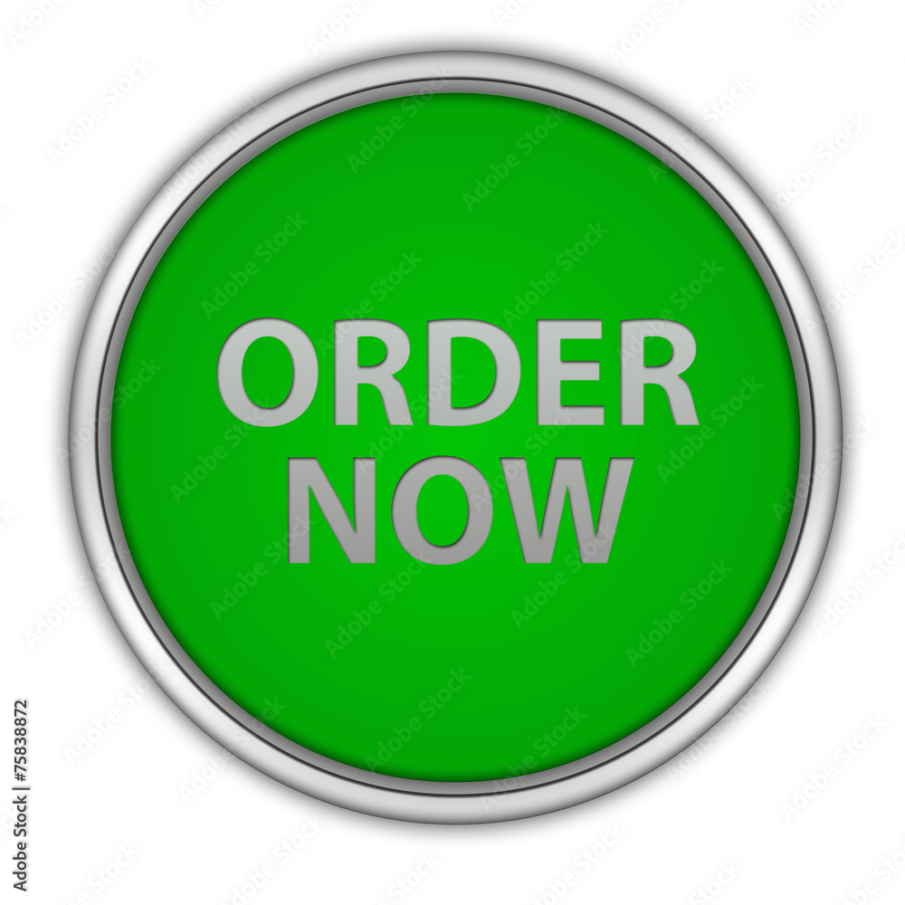 Order now circular icon on white background Order now circular icon on white background