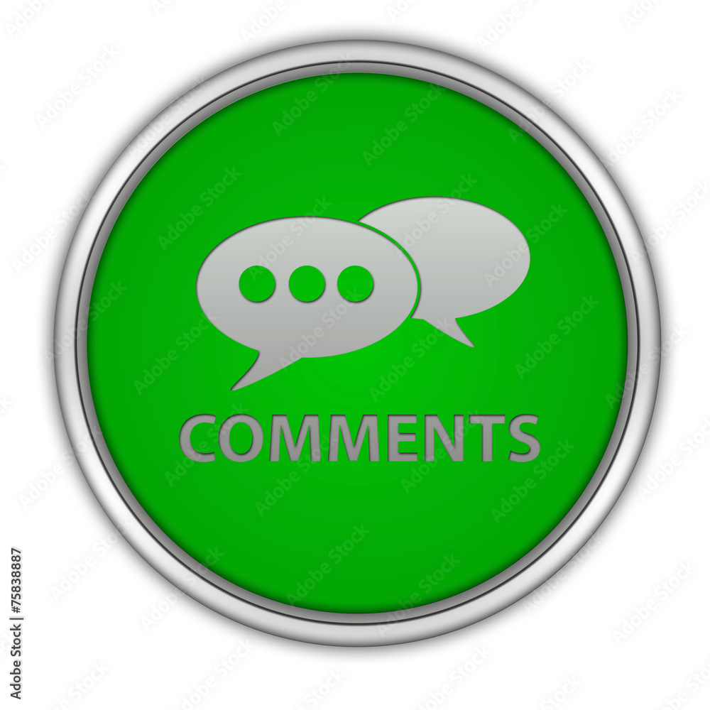 Comments now circular icon on white background Comments now circular icon on white background