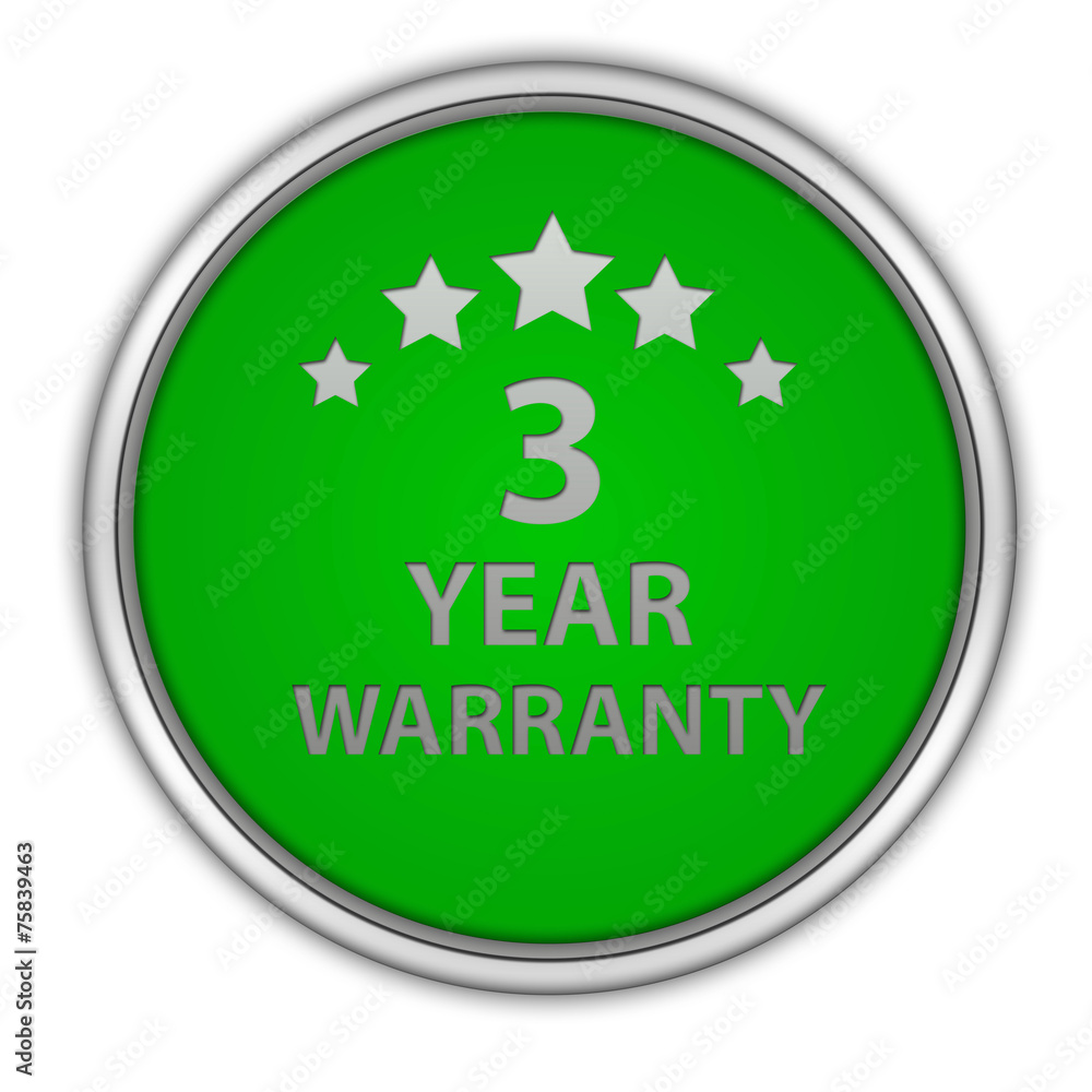 Three year warranty circular icon on white background Three year warranty circular icon on white background