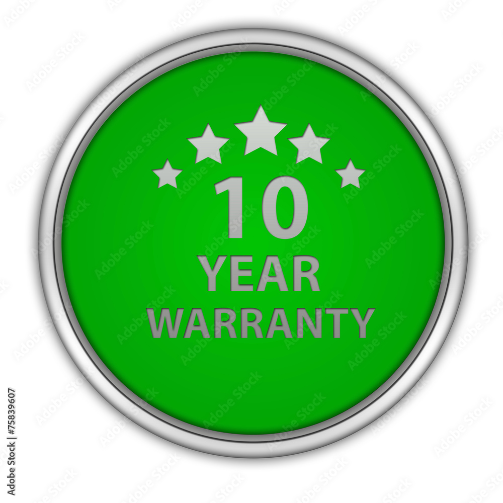 Ten year warranty circular icon on white background Ten year warranty circular icon on white background
