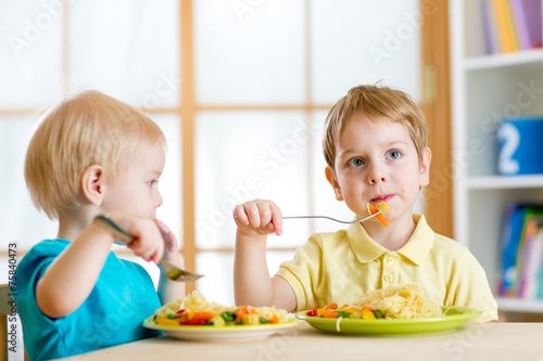 kids eating in kindergarten...