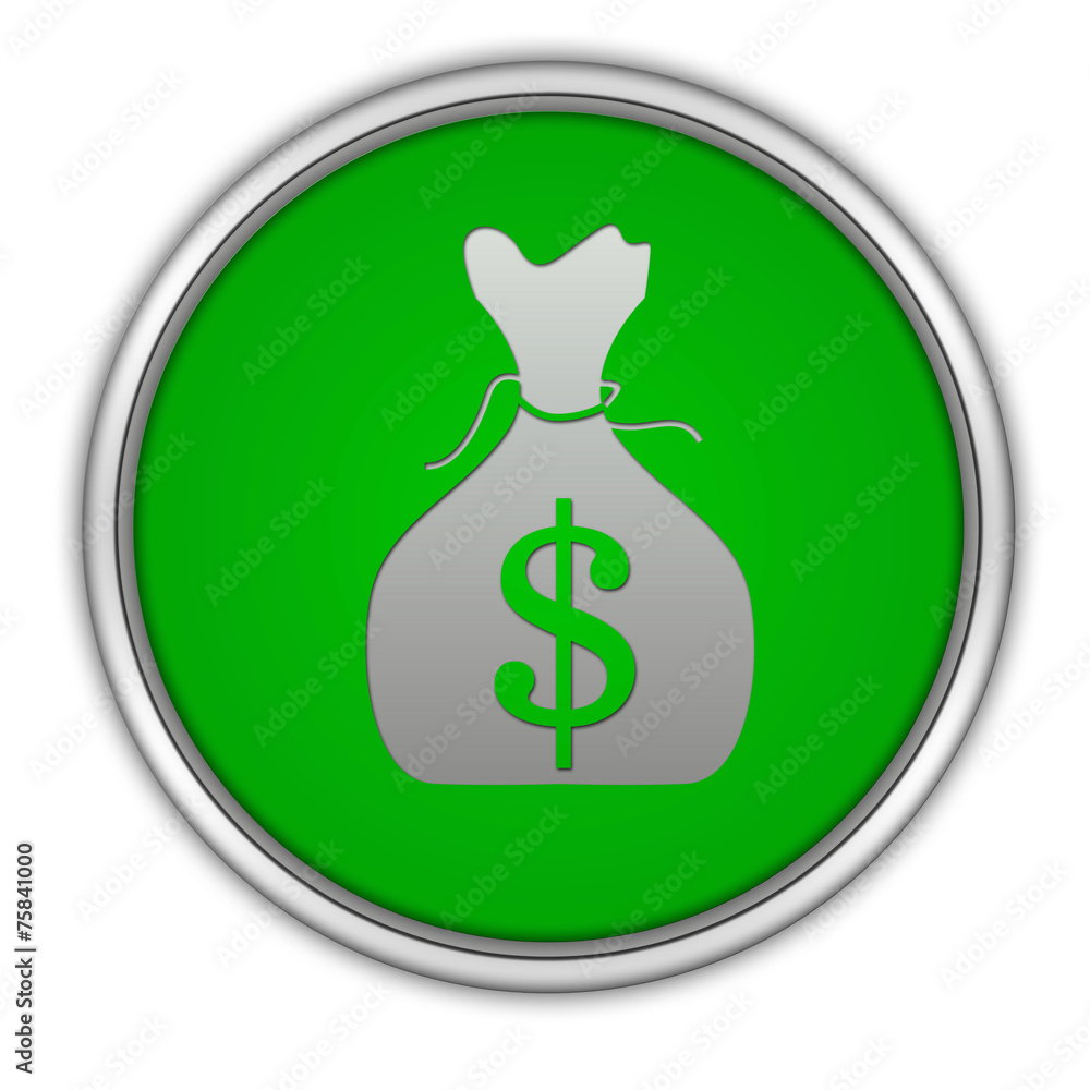 Dollar money bag circular icon on white background Dollar money bag circular icon on white background