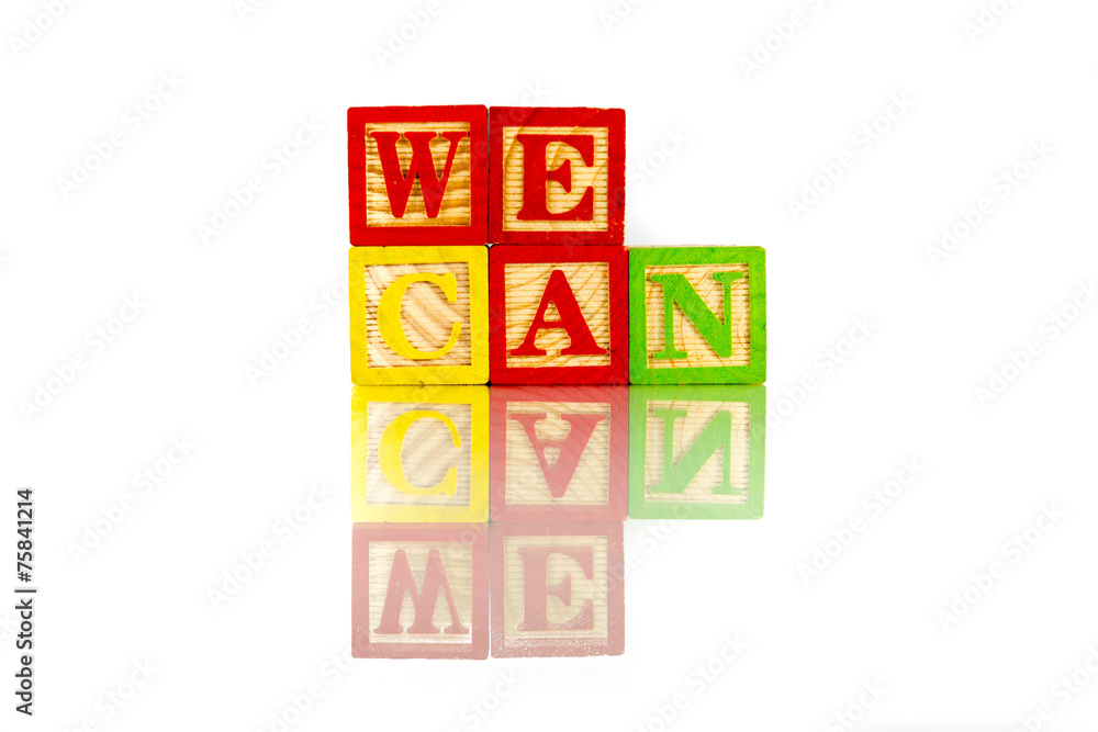 we can words reflection on white background we can words reflection on white background
