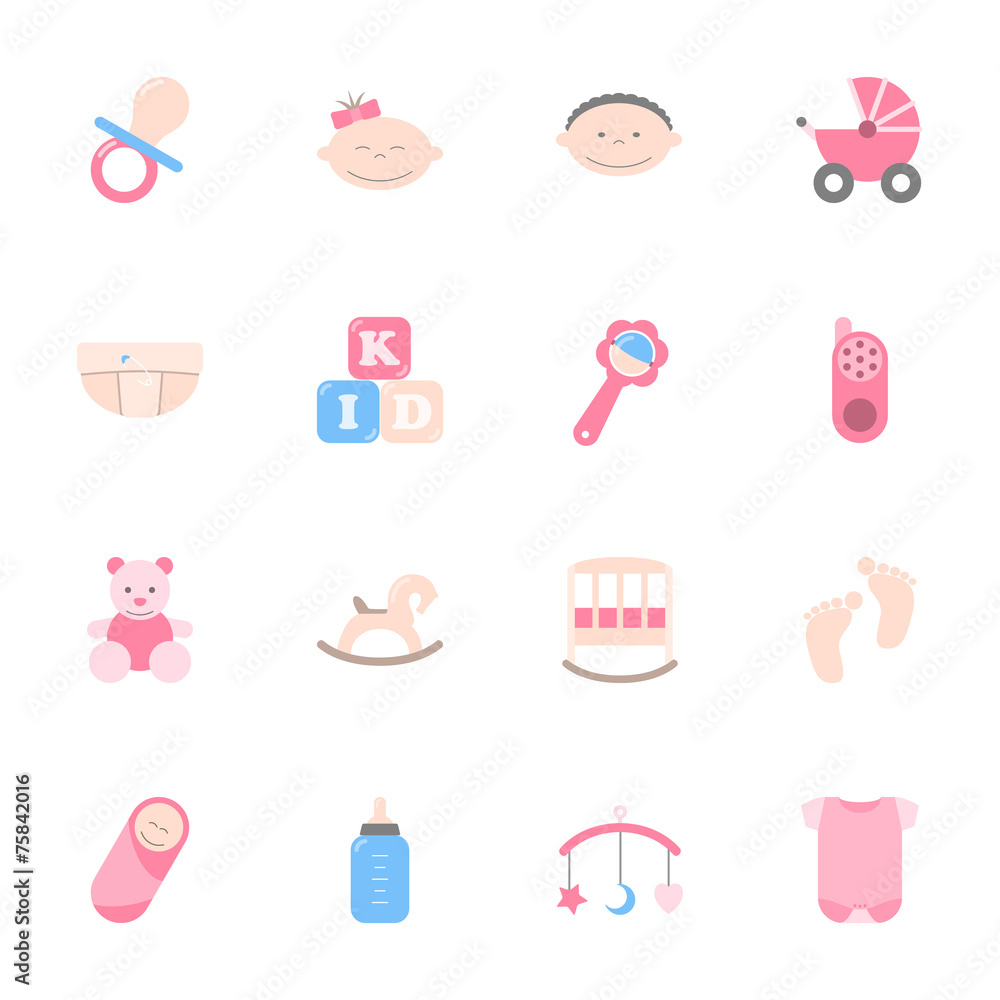 Baby flat icons set Baby flat icons set