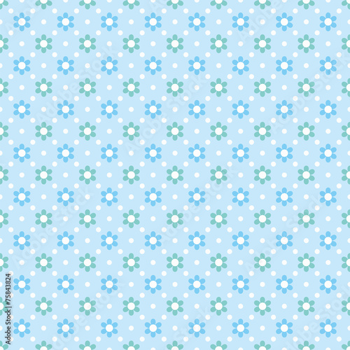 Vector Background #Flower Dot Pattern, Light Blue