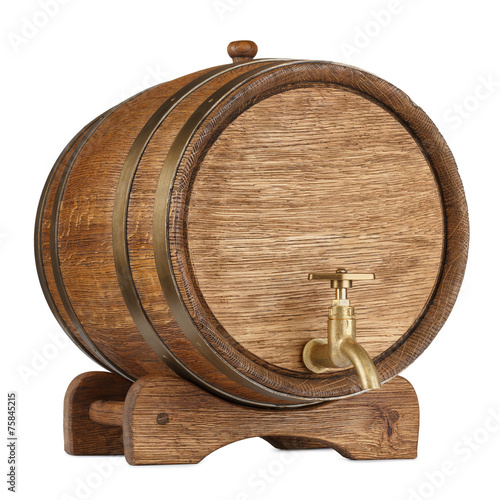 Vintage wooden barrel isolated on white