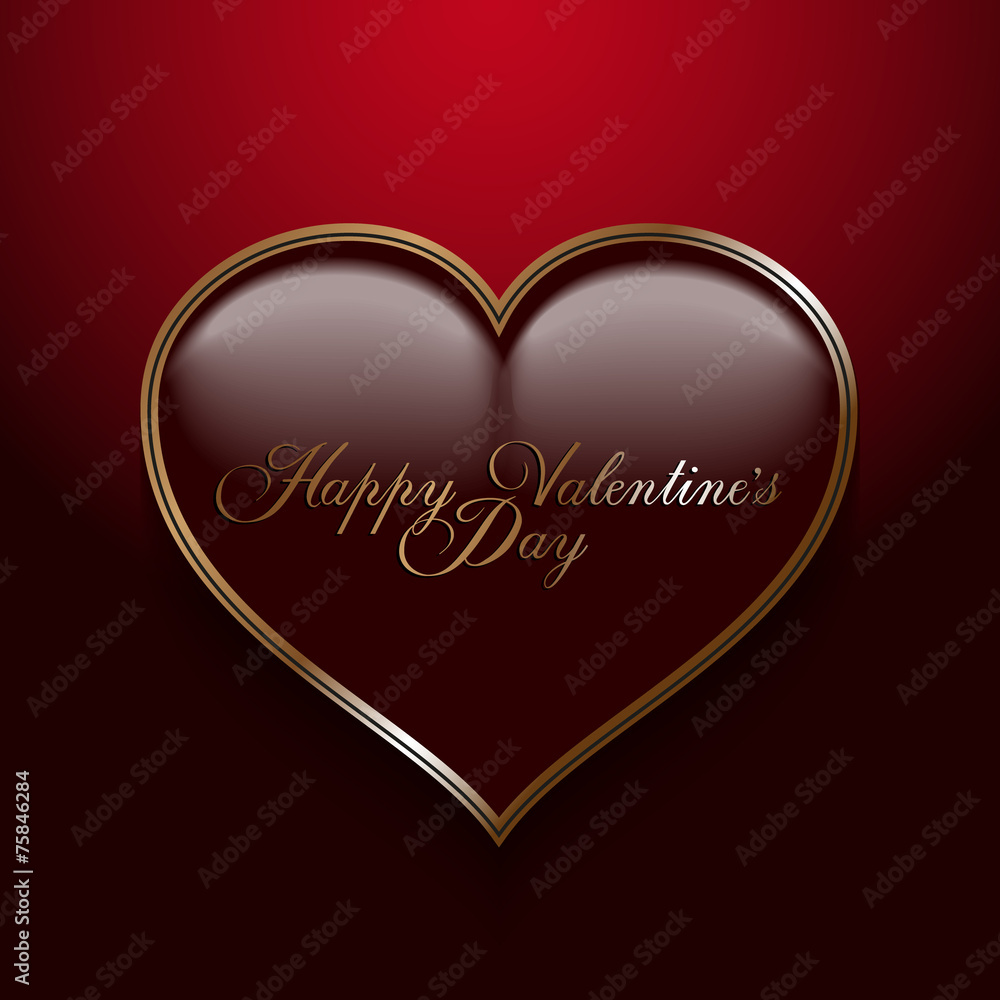 Valentines Day card - heart on red background