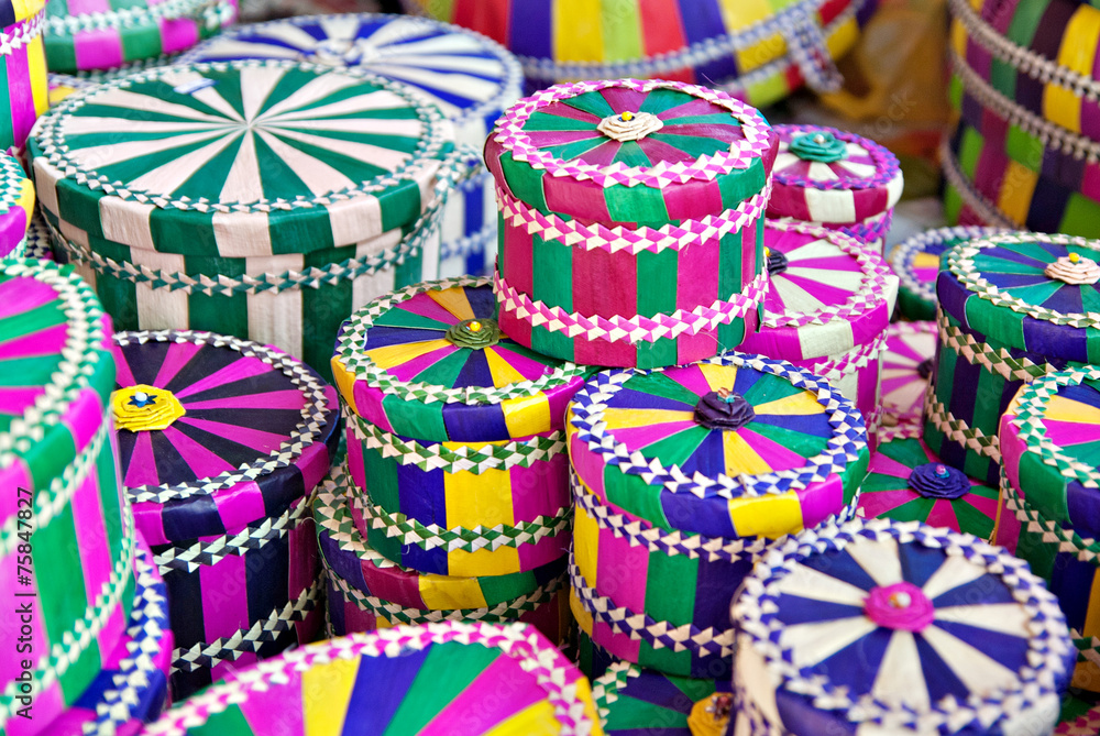 Unique vibrant handwoven traditional Bajau gift box