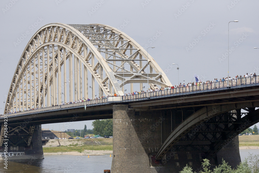 Vierdaagse walking event on the bridge of Nijmegen