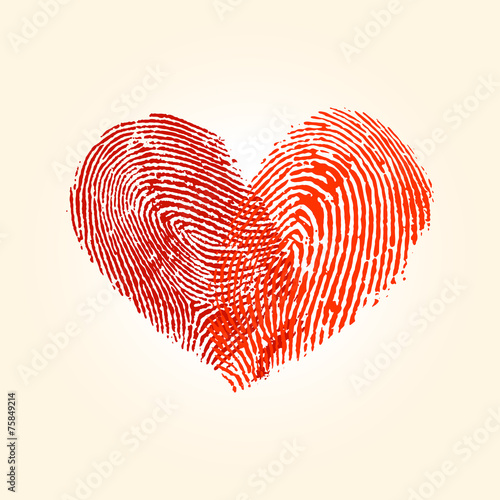 Fingerprint love heart design vector